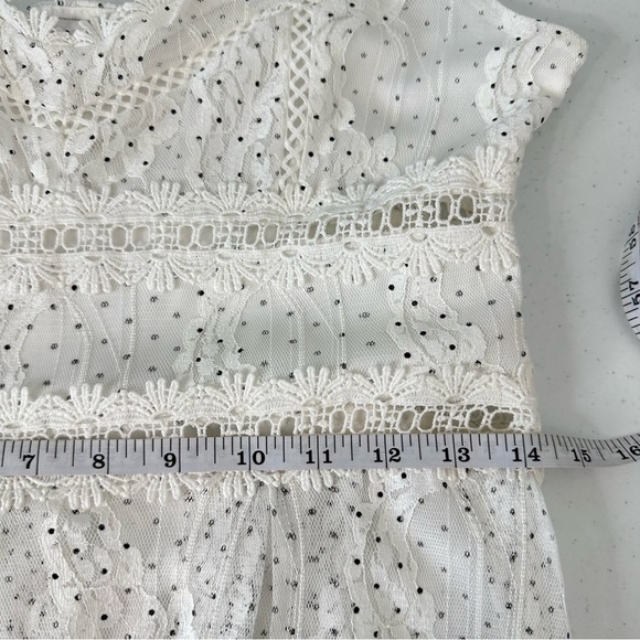 NSR Lace Midi Dress Sleeveless Fit & Flare Size M Micro Dot - Picture 10 of 13